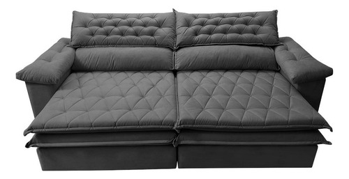Sofá Retrátil Reclinável 2,32m Cama Inbox Alemanha. Velusoft Cor Cinza