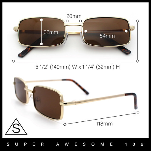 Sa106 Mens Retro Vintage Estrecha Rectangular Pimp Metal ...