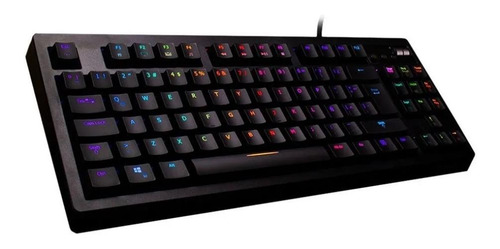 Imagen 2 de 2 de Teclado gamer VSG Quasar RGB QWERTY Outemu Blue - Clicky español latinoamérica color negro con luz RGB