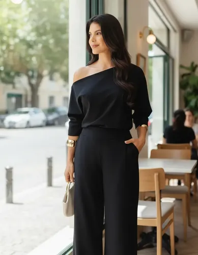 Conjunto Feminino Com Blusa Assimétrica E Calça Pantalona