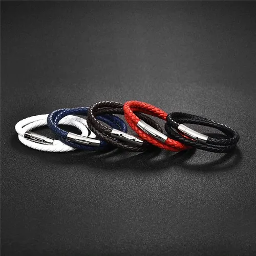 Pulsera De Hombre Cafe Mujer De Cuero Doble Giro Elegante