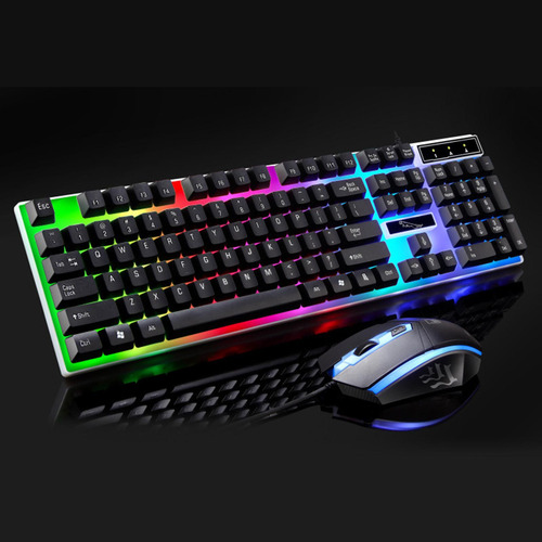 Kit De Mouse Com Teclado Com Fio Usb 104 Teclas Com Preto