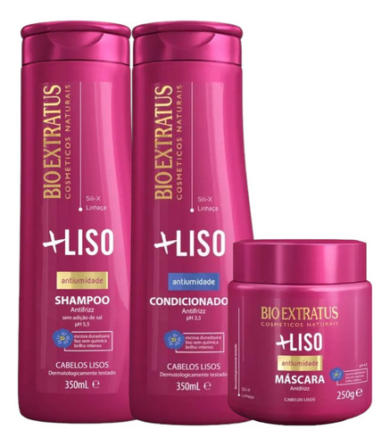 Kit Mais Liso Shampoo Condic 350ml Máscara 250ml Bioextratus