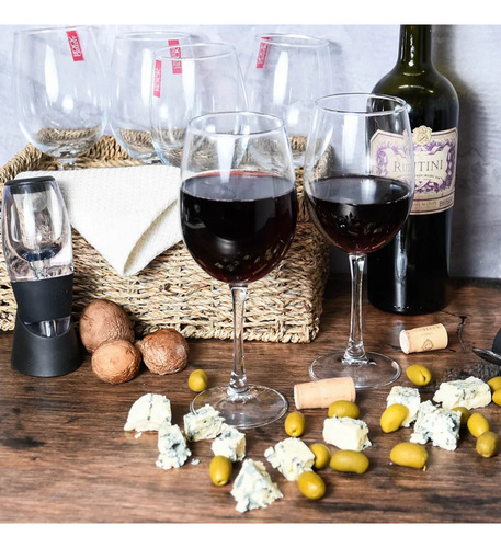 Set X 6 Copas De Vino Degustacion Vidrio 465 Ml En Caja Transparente