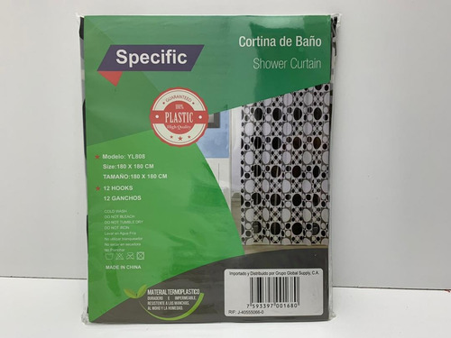 Imagen 4 de 4 de Cortina Baño Gancho Plastico Specific Sy. 2103 Xavi