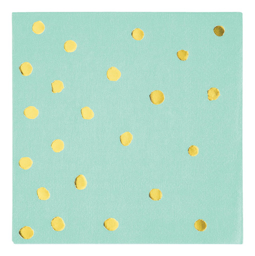 Fresh Mint Green And Gold Foil Dot Beverage Napkins, 48...