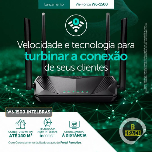 Roteador Wifi 6 Intelbras Wireless W6-1500 Dual Band Mesh