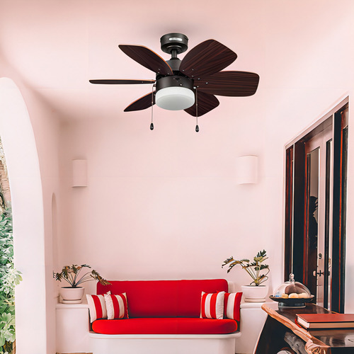 Coolfan Ventilador Techo 30 Pulgadas Lombardo, Control Cadena Con Luz Con 6 Aspas Reversibles