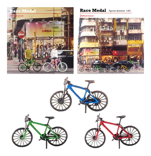 3pcs 1:64 Mini Modelo De Escena De Bicicleta Mountain Bike