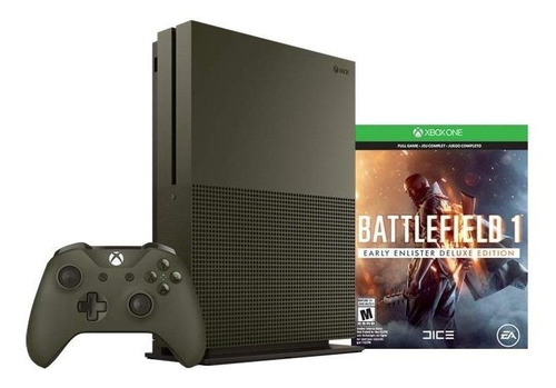 Microsoft Xbox One S 1TB Battlefield 1 Special Edition Bundle cor  verde-militar