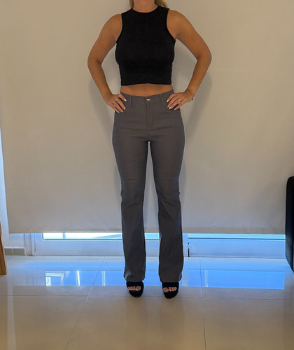 Pantalon Oxford Mujer Bengalina Elastizado Tiro Alto Vestir