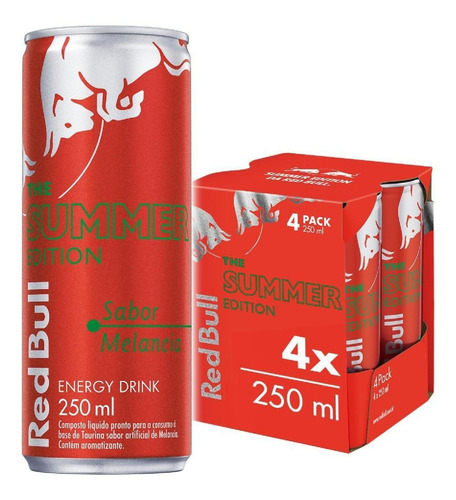 Energético Red Bull Energy Drink Melancia 250ml (4 Latas)