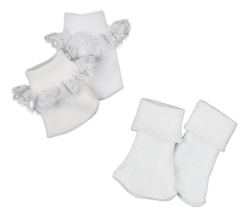 Sophia's Muñeca De 18 Pulgadas, Paquete De 2 Calcetines, 1 Con Ribete De Encaje, Color Blanco