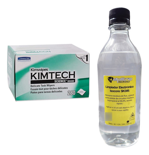Kimtech Kimwipes 286 Paños Caja+alcohol Isopropilico Botella