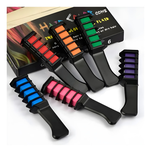 Kit 12 Pente De Giz Pastel Colorido Para Pintar Cabelo Hair