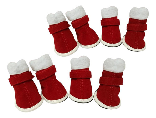 4 Piezas De Mascota Botines Navidad De Pata Rojo S