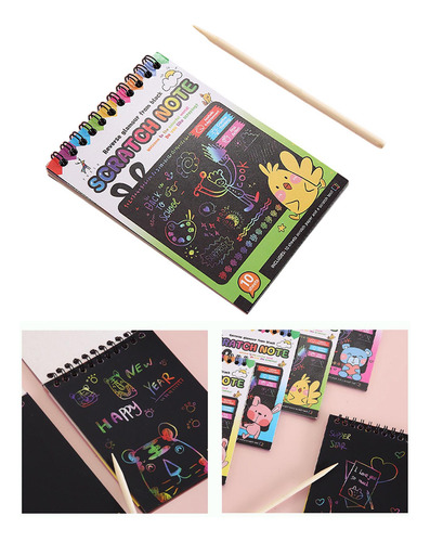 4 Cuaderno De Papel Para Rascar, Pintar Y , Aprendizaje