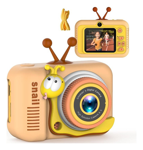 Camara Digital Retro Fotos Video Usb Juegos Niños Recargable Naranja Claro