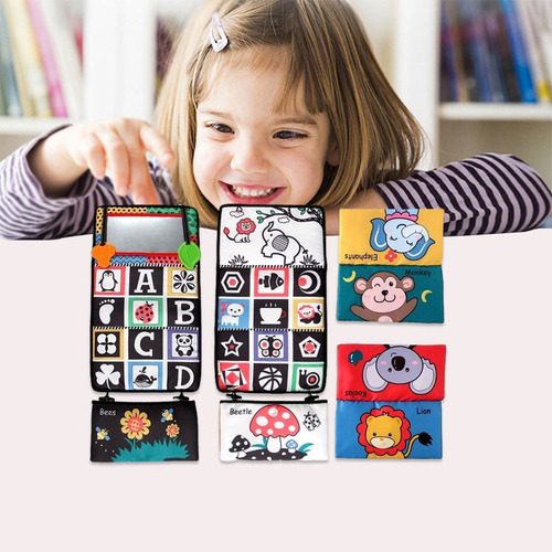 Tummy Time Floor Espejo Libro De Tela Actividad Juguete Rojo
