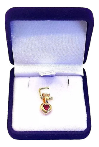 Colgante De Oro 18 K Corazón Piedra Rubi