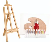 Comprar Caballete Atril, Lienzo, 8 Pinceles,12 Óleos Y Paleta Pintor