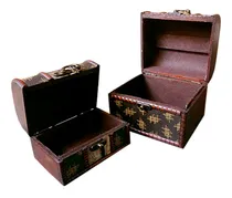 Comprar Crafts&home Juego De 2 Baúlitos O Alhajeros Estilo Vintage Marrón Oscuro