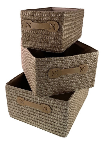 Imagem 1 de 9 de Cesta Decorativa Organizadora Conjunto 3 Pçs Cesto Multiuso