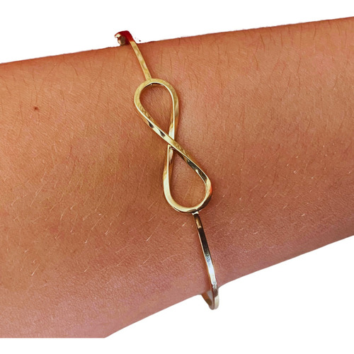Bracelete De Ouro Com Infinito (forma Quadrada - M)19cm -18k Dourado 1.5 Mm 19 Cm