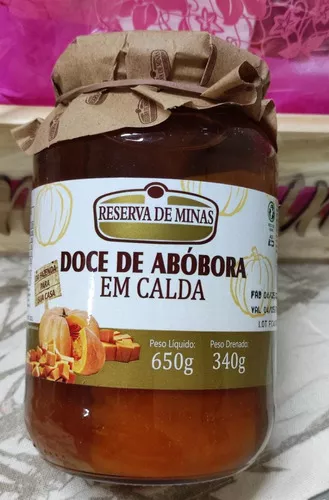 DOCE DE ABÓBORA EM CALDA 650GR - Reserva de Minas