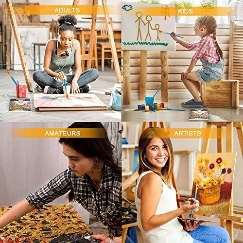 Imagen 7 de 7 de Pinceles De Pintura Acrilica Acuarela Al Oleo Punta Redonda