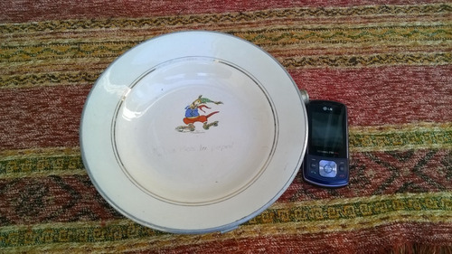 Lindo Antiguo Plato En Loza Para Niño Térmico Imagen Conejo (Usado)