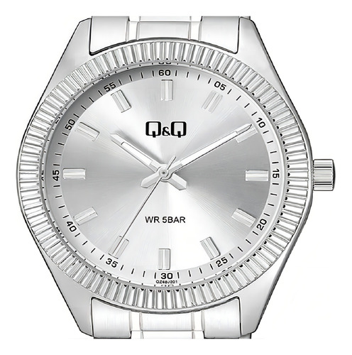 Reloj Para Caballero Q&q Qz48j201y Analogico - Mileus Color De La Correa Plateado