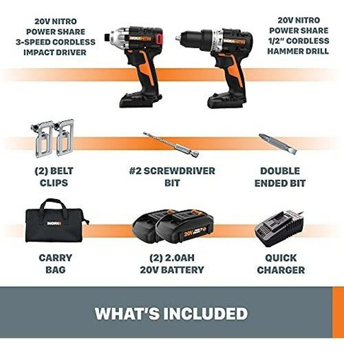 Wx971l 20v Nitro Impact Driver Hammer Drill Power Share
