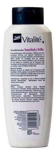 Acondicionador Suavidad Y Brillo Vitalité Slik 400gr