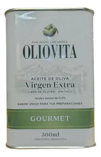 Aceite De Oliva Extra Virgen Oliovita Gourmet Lata 500ml X3u