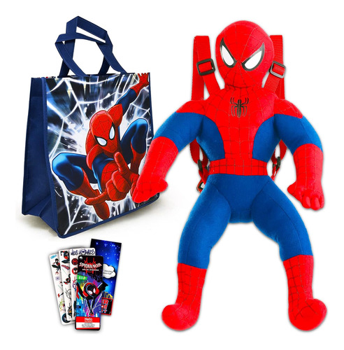 Marvel Spiderman Plushie And Tote Bag Set - Bundle Con 20 Mu