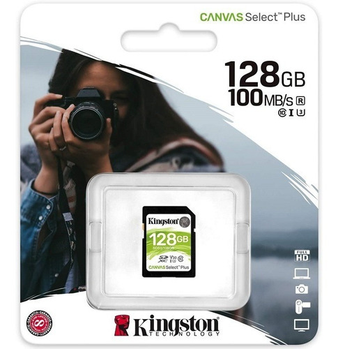 Tarjeta de memoria Kingston SDS Canvas Select con adaptador SD 128GB