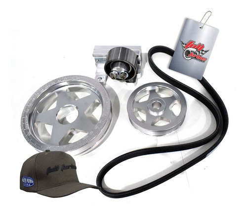 Kit Polias Alumínio + Esticador + Correia | Fusca | Prata