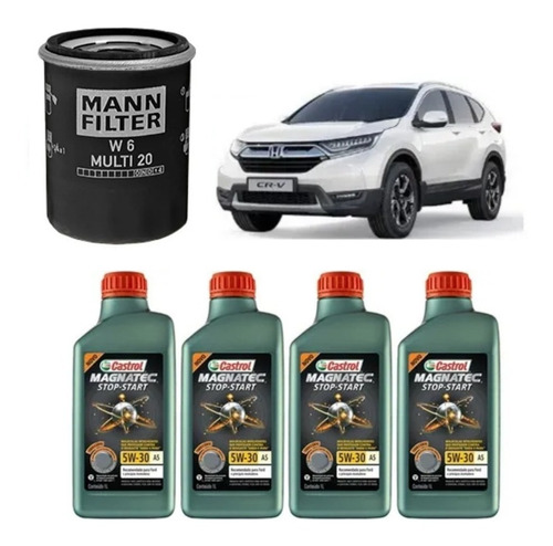 Kit Troca Óleo Honda Crv 2.0 Castrol 5w30 W6multi20