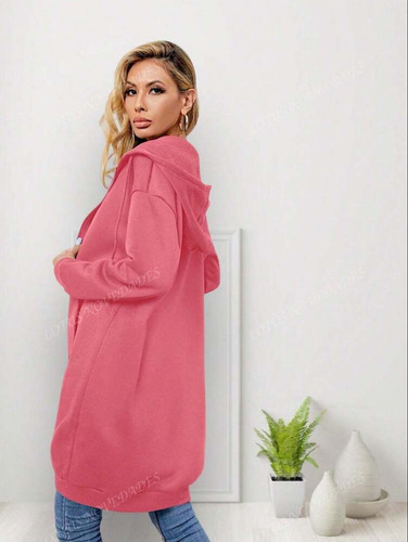 Maxisudadera Dama Con Cierre Afelpada Stretch Oversized