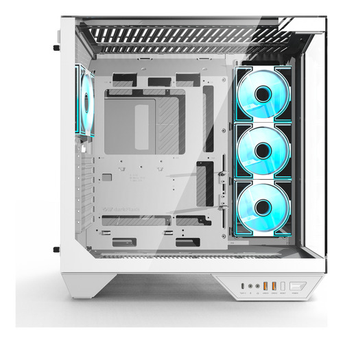 Gabinete Darkflash Dy470 Atx Lujo Vista 330° Con 4 Fans Argb Blanco