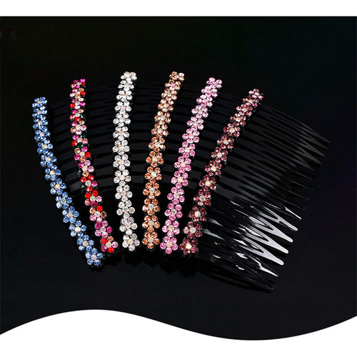 6 Piezas De Peine De Pelo De 24 Dientes Con Diamantes De Imi