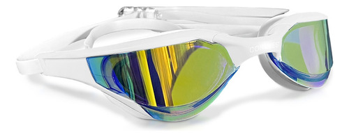 Lentes De Natacion Conquest Espejados Puente Intercambiable Color Blanco