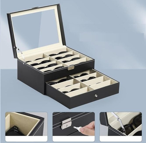 Caja Para Guardar 16 Pares De Anteojos Negro