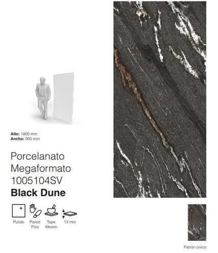 Piedra Beri Stone , Overland, Black Dune 1800x900x13mm