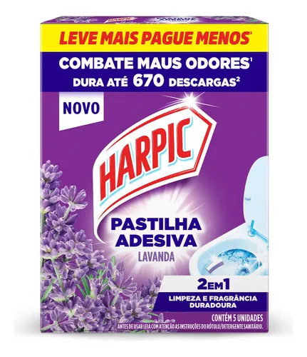 Pastilha Adesiva Harpic 2 em 1 Limpeza e Fragrância Duradoura