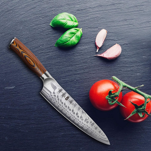 Tuo Cuchillo De Chef, Acero De Damasco, 67 Capas, Dragon Pat Gris