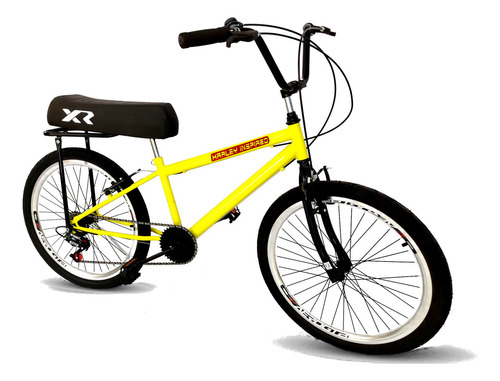 Bicicleta Com Banco De Mobilete Aro 24 Tipo Bmx 6 Marchas Am Cor Amarelo