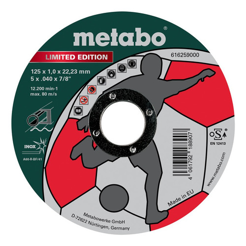 Disco De Corte 115 X 1 Mm Metal Metabo 4 1/2 X20uni