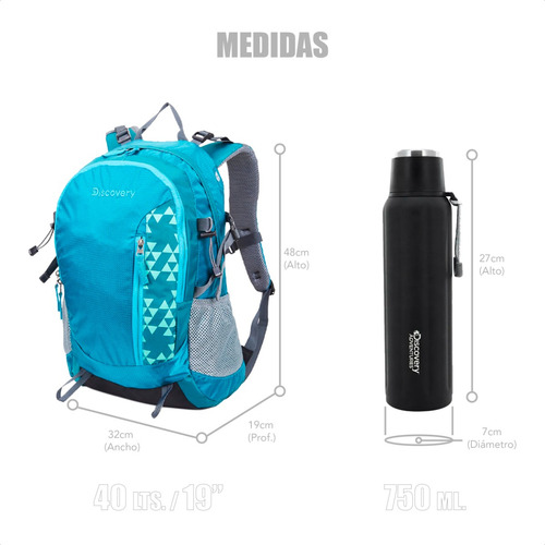 Mochila 30 L Trekking Viaje Botella Termica Acero Inoxidable
